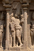 Mamallapuram - Tamil Nadu. The five Rathas. the Arjuna Ratha. Panel with Shiva leaning on Nandi. 